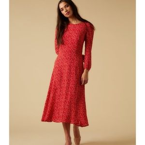 Red Floral Midi Dress - Women